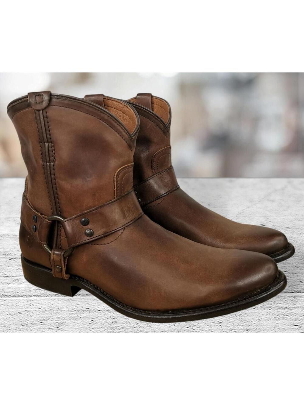 Frye Women's Wyatt Dark Brown Harness Short Pull-On Western Boot Size 8 NEW